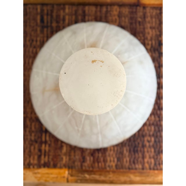 Stone Vintage Marble Pedestal Compote Bowl Scalloped Edge For Sale - Image 7 of 10