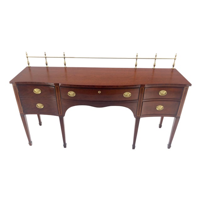Kindel Brass Gallery Top 3 Drawers 1 Door Mahogany Federal Style Sideboard MINT For Sale