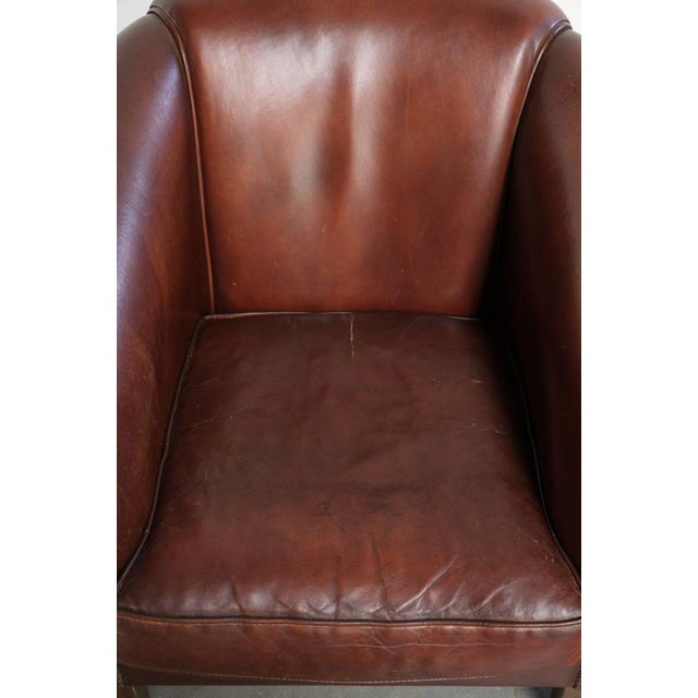 2000 - 2009 Sheepskin Club Armchairs in Dark Cognac, Set of 2 For Sale - Image 5 of 15