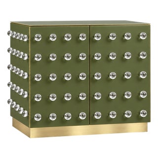 Olive Green Murano Glass 90-Sphere Cabinet on Brass Plinth from Justfurnituress SRL For Sale