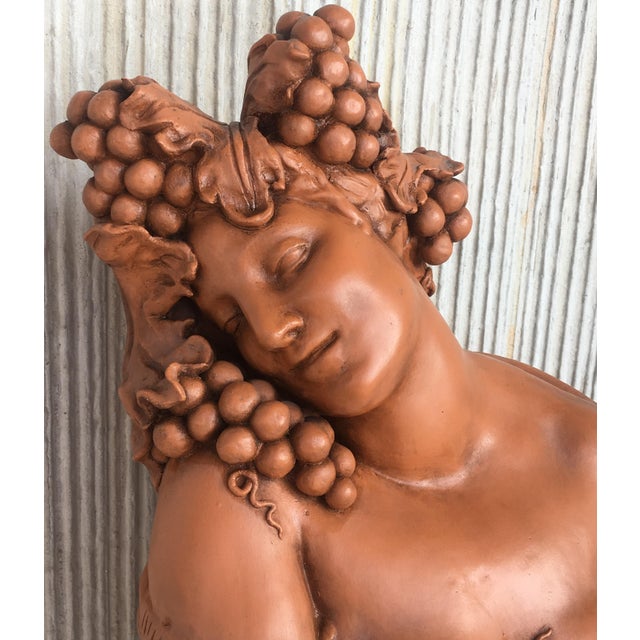 Brown 19th Century Spectacular Clay Goddess of Summer in a Matching Pedestal For Sale - Image 8 of 11