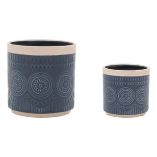 Ceramic Mandala Pattern Planter (Set of 2) For Sale