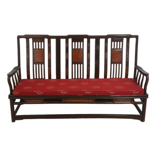 Vintage Chinese Rosewood Triple Back Settee Bench For Sale