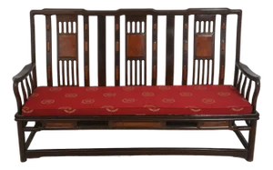 Vintage Chinese Rosewood Triple Back Settee Bench