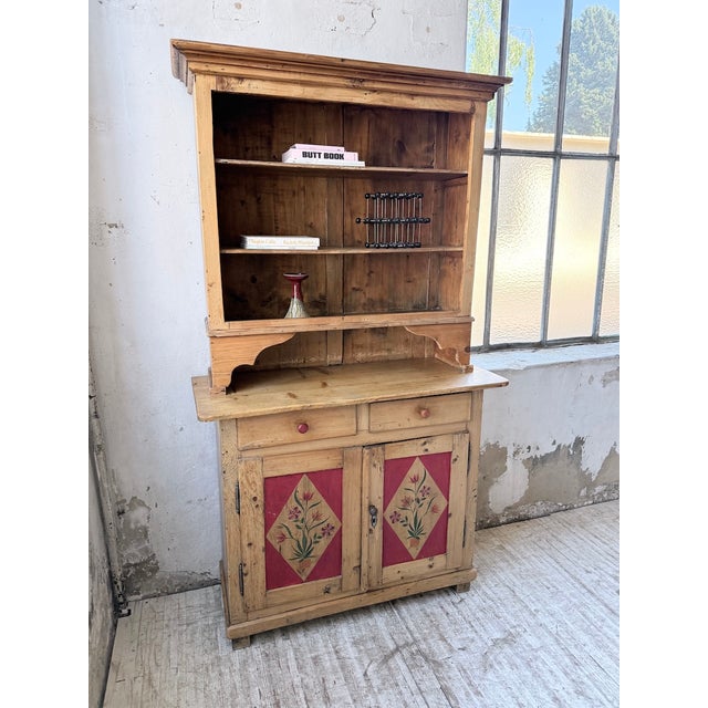 Antique Folk Art Polychrome Grocery Store Cabinet from Savoy, 1940s For Sale - Image 11 of 18