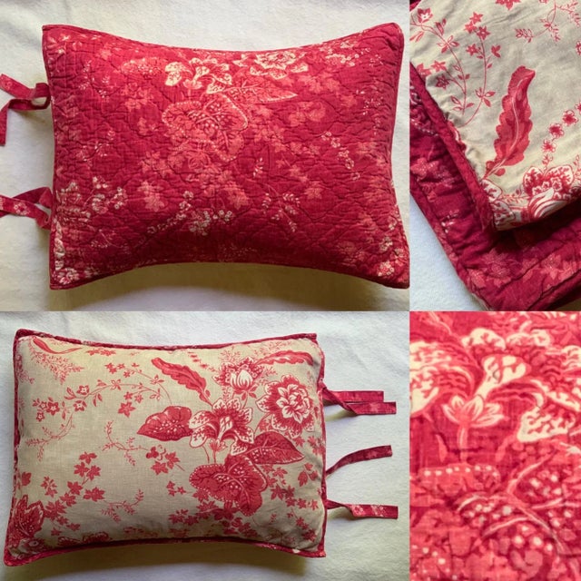 Vintage French Turkey Red Cotton Pillow Sham, Hand & Machine Stitched, Reversible Envelope Closure, Paris Flea Market Find For Sale - Image 6 of 11