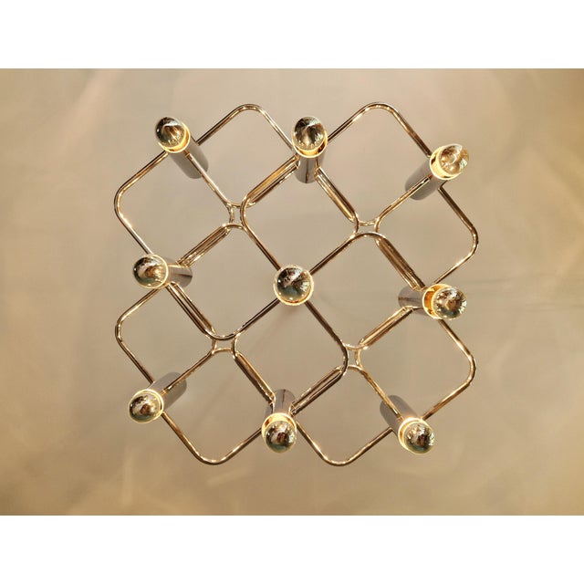 Silver Geometric Chrome Metal Chandelier by Gaetano Sciolari for Boulanger, 1970s For Sale - Image 8 of 15