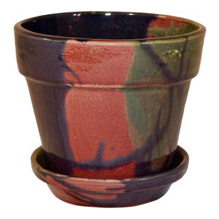 J & S Beaumont Nc Flower Pot and Saucer For Sale