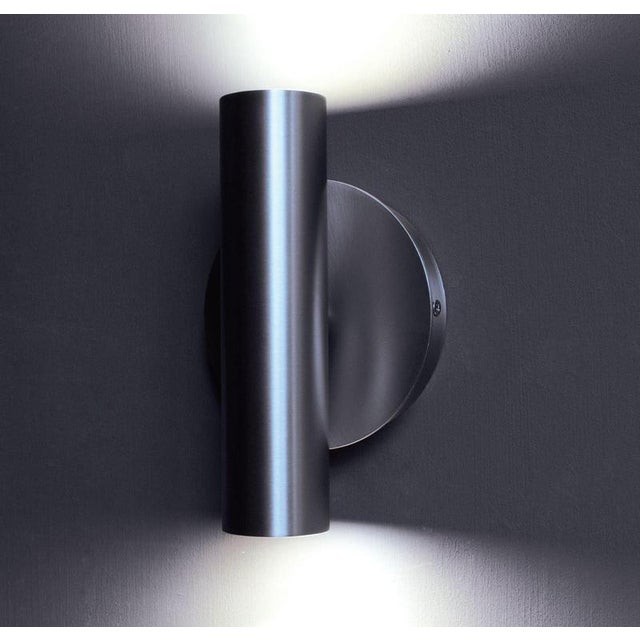 Mythos 2 lights led wall light in satin nickel by aggiolight. Dimensions: w 14 x d 9 x h 20 cm. Materials: satin nickel....