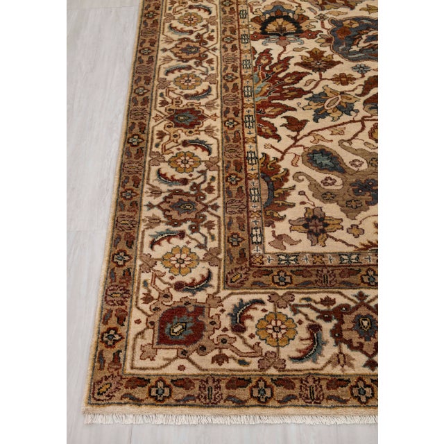 Ivory Cream Persian Tabriz Soft Hand Knotted Wool Rug 6x9Ft. For Sale - Image 16 of 18