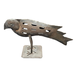 Vintage Hand Forged Metal Crow Statue