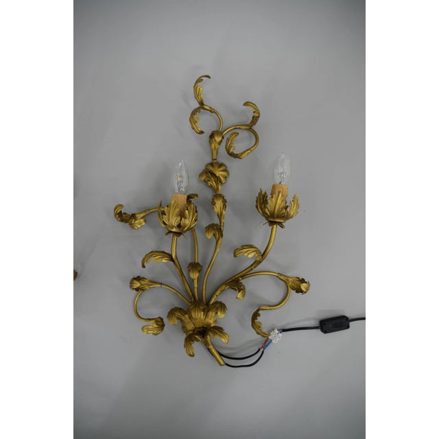 Baroque Gilt Wall Lamps, Italy, 1960s, Set of 2 For Sale - Image 3 of 13