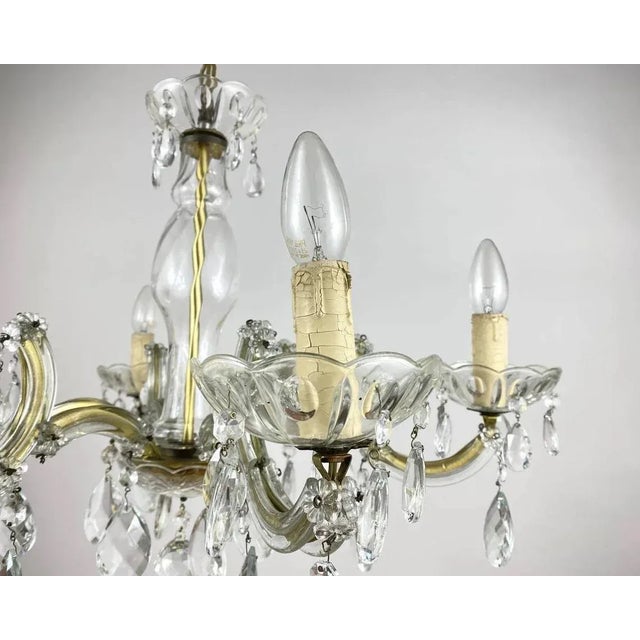 Gilt Brass and Crystal Chandelier from Maria Theresa, 1960s For Sale - Image 9 of 11