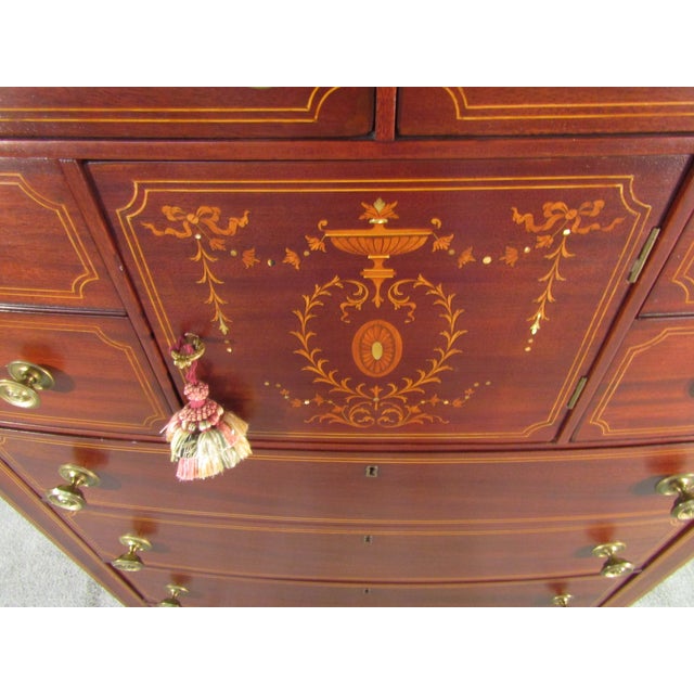1930s 1930's Mahogany Inlay Marble Top Chest of Drawers For Sale - Image 5 of 10