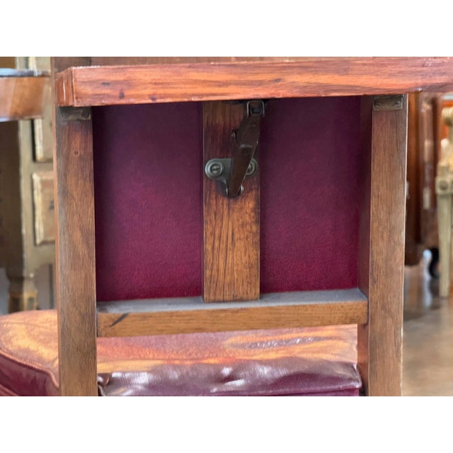 Mid 20th Century English Cock Fighting Chair in Red Leather With Reading Flap For Sale - Image 9 of 9