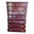 A vintage Drexel Chippendale mahogany high dresser with brass hardware featuring six drawers for storage, original...