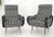 Metal Pair Black & White Pattern Fabric Italian Mid Century Modern Lounge Chairs For Sale - Image 7 of 13