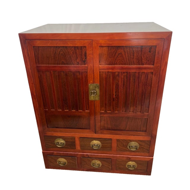Japanese 1990s Japanese Tansu Style Chest Cabinet Stacking Six Drawers Pull Out Armoire Shelf For Sale - Image 3 of 16