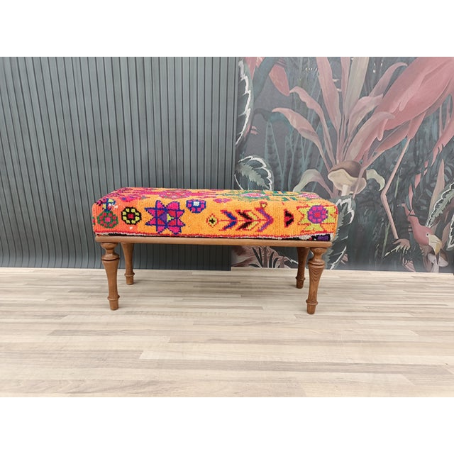 Details SIZE: 12"D x 36"W x 18"H (with legs) – 30D x 90W x 45H cm TYPE: Handmade Ottoman Bench CONDITION: is good....