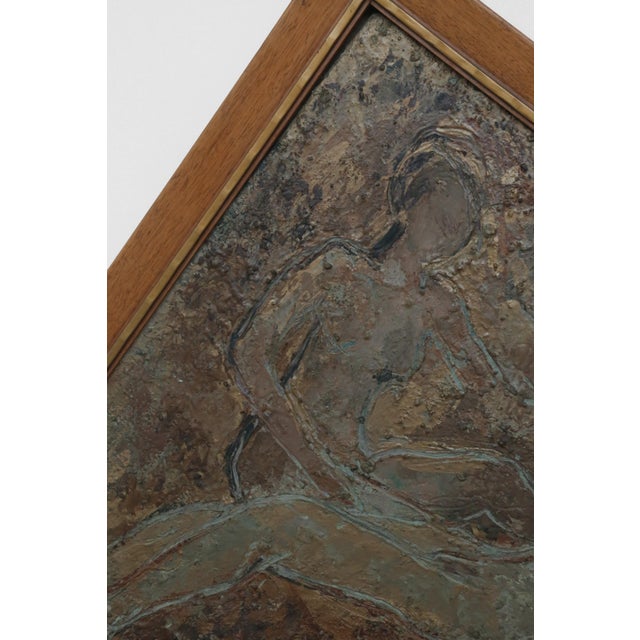 From the artist’s home estate, this abstract modernist painting features reclining figures rendered in simplified outline....