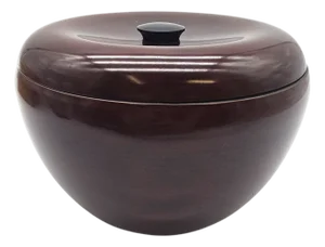 Japanese Urushi Lacquered Rice Bowl With Lid and Box – Maroon Finish
