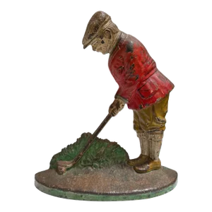 Rare Antique Cast Iron Golfer Doorstop