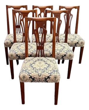Late 20th Century Solid Rosewood Hepplewhite Dining Chairs - Set of 6