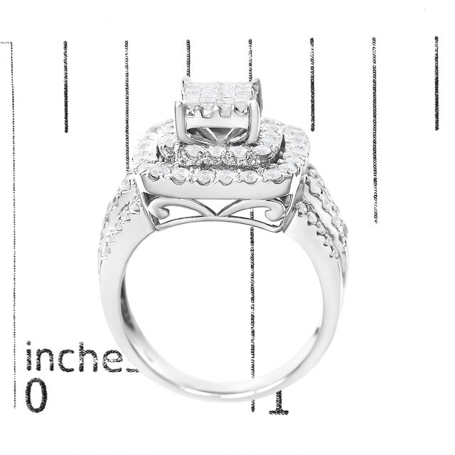 14KT White Gold Diamond Cocktail Ring (1 1/2 cttw, H-I Color, SI2-I1 Clarity) For Sale In New York - Image 6 of 6
