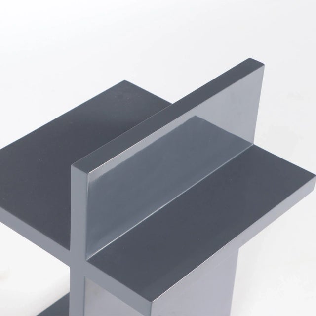 "T" Slate Grey Lacquered Side Table Designed by Maximilian Eicke for Max Id Ny. For Sale - Image 4 of 6