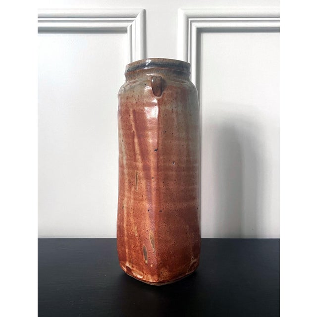 Orange Tall Studio Pottery Ceramic Glazed Vase Warren Mackinzie For Sale - Image 8 of 14