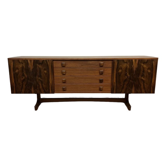 Teak & Rosewood Trestle Base Sideboard For Sale