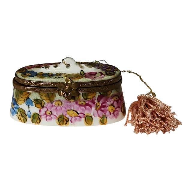 Early 20th Century Art Deco Limoges Tassled Trinket Box For Sale