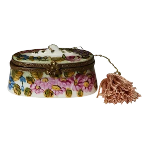 Early 20th Century Art Deco Limoges Tassled Trinket Box
