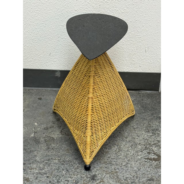 Post Modern Marble + Wicker Side Table For Sale - Image 10 of 12
