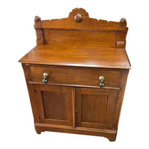Antique Maple Wood Drawered Cabinet, 1900, Cove and Pin Joint on Drawer, Two Doors
