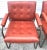 Stunning set of 4 brownish red Patrician furniture chrome and leather chairs in very good condition The seats are tiffed...