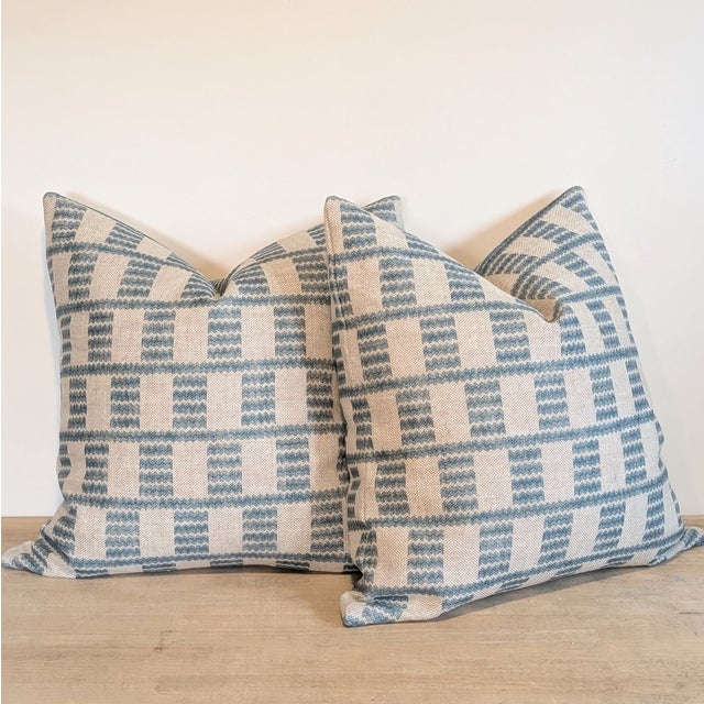 Traditional Fermoie Cove Pillows in Blue - Pair For Sale - Image 3 of 6