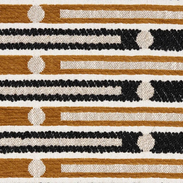 Traditional Schumacher Serapo Rustic Weave Fabric, Carbon & Ochre For Sale - Image 3 of 5