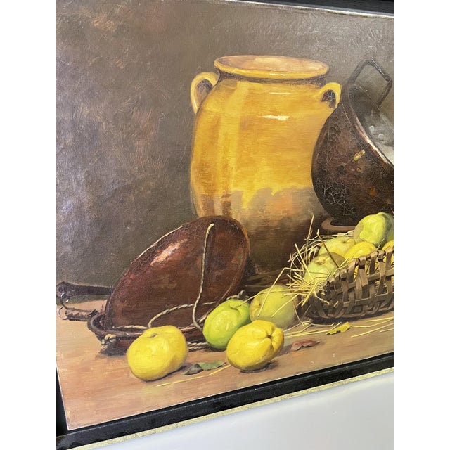 Claude François Blanc was a painter from Lyon (1841-1901). Still life with copperware, quince, and jar, signed and dated...