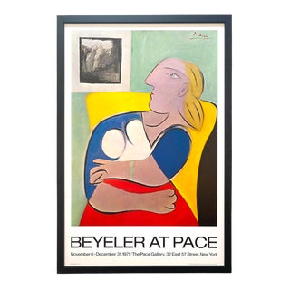 Pablo Picasso Vintage 1971 Pace Editions Lithograph Print Framed Fine Art Exhibition Poster " Femme Au Fauteuil Jaune " 1932 For Sale