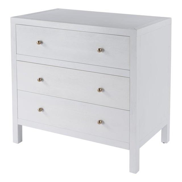Nora 34 in. W Wood 3 Drawer Chest, White For Sale