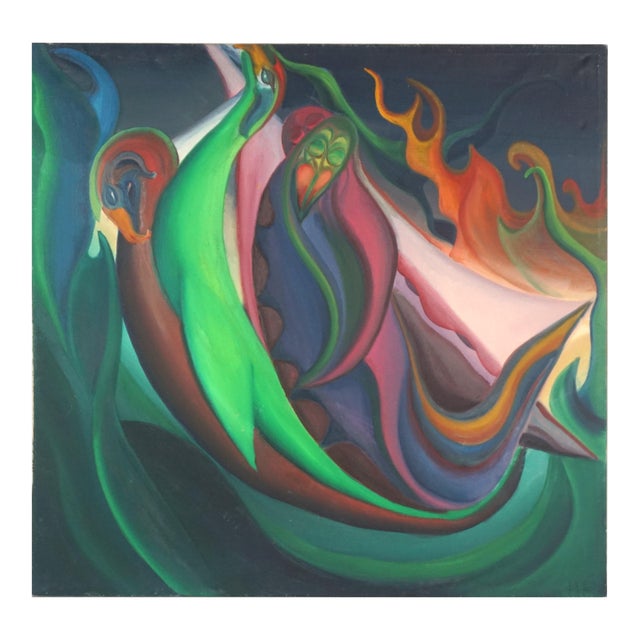 Original Surrealist “Before the Dreamtime” Figurative in Oil Paint by Harald Dry Schmidt For Sale