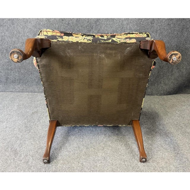 Vintage Queen Anne Upholstered Wingback Chair For Sale - Image 13 of 15