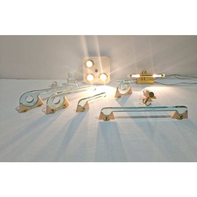 Mid-Century Modern Mid-Century Modern Italian Glass and Onyx Bathroom Accessory Set, 1980s, Set of 10 For Sale - Image 3 of 18