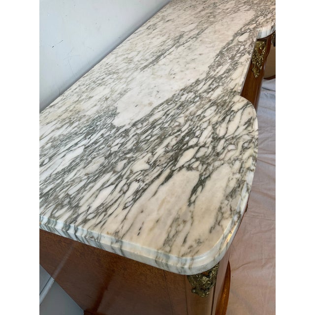 Wood 1920s French Burlwood Marble Top Sideboard For Sale - Image 7 of 12