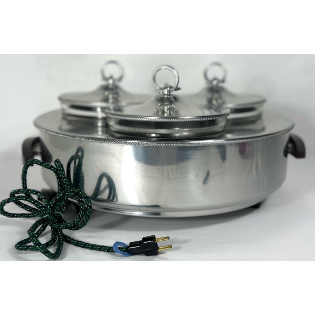 Mid 20th Century Belgian Buenilum Triple Electric Buffet Warming Server With Frosted Glass Inserts For Sale - Image 11 of 11