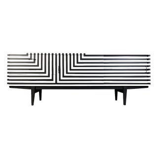 Vintage Sideboard with Op Art Painting, Poland, 1970 For Sale