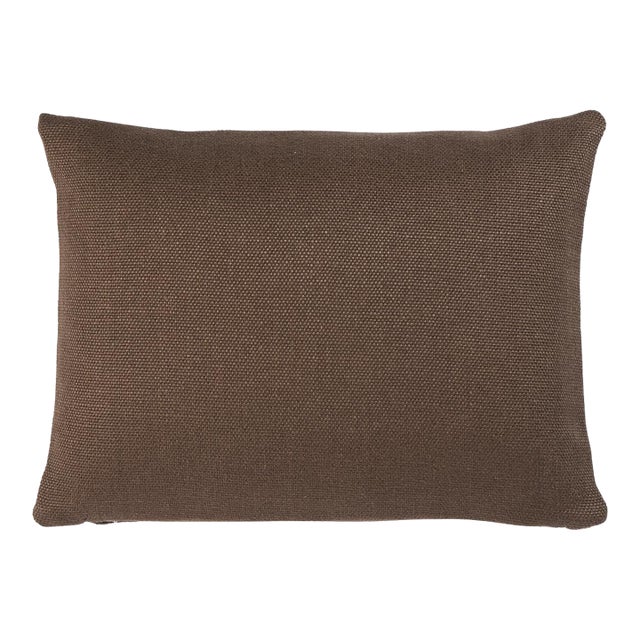 Schumacher Franc Linen 16" Lumbar Pillow In Chocolate For Sale