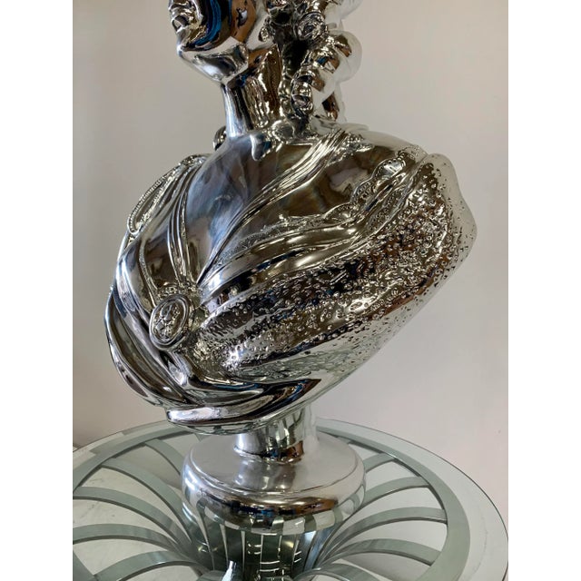 Mid-Century Modern Vintage Marie Antoinette Bust in Silver Metallic Finish Resin For Sale - Image 3 of 10