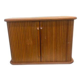 Danish Modern Teak Tambour Door Wall Cabinet For Sale